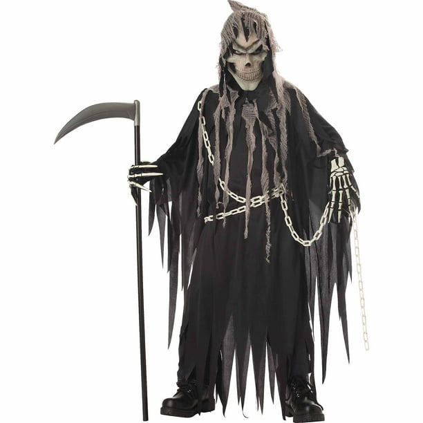 Childs Boys Death Black Grim Reaper Horror Halloween Fancy Dress Costume Mask